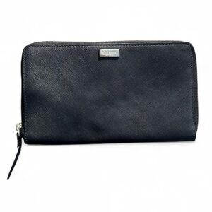 Kate Spade Embossed Madison Black Large Zip Pebbled Leather Wallet